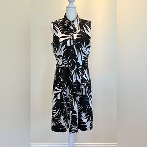 Talbots Black and White Sleeveless Dress with belt